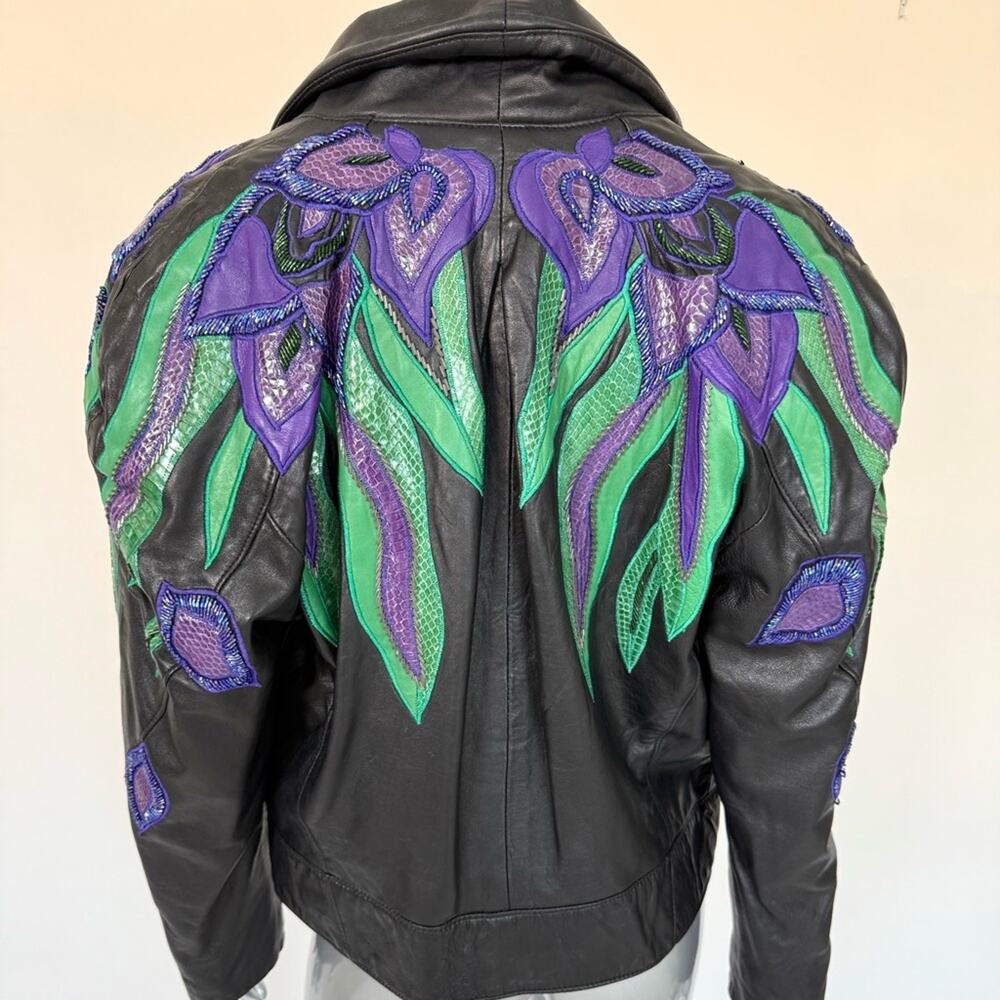 ERES iris flower established leather skin jacket size M - Picture 7 of 11